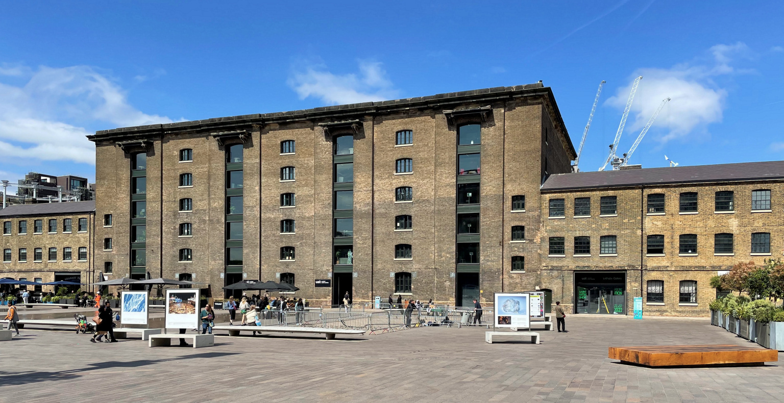 Granary Square and the Granary, photographed in May 2022