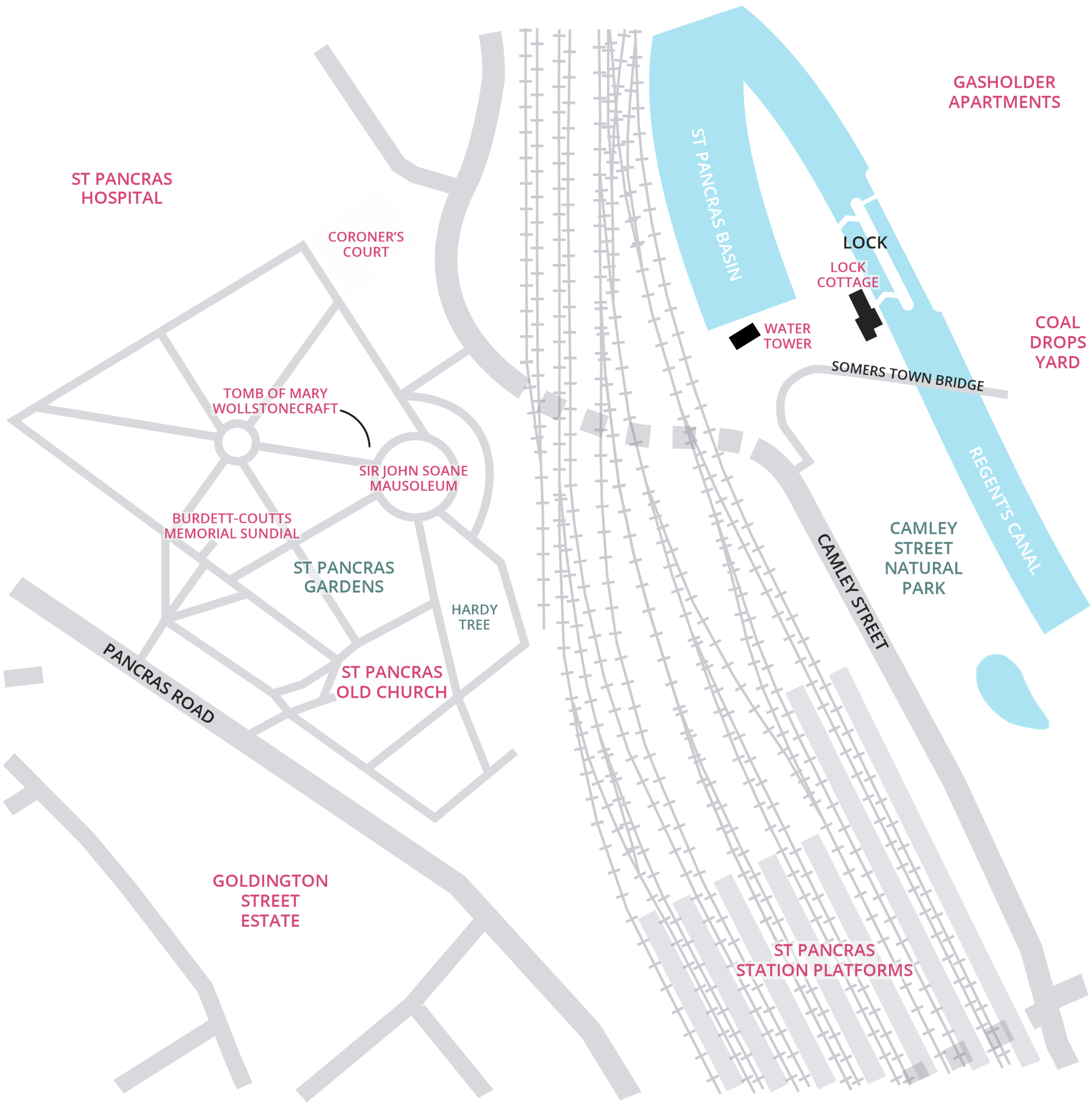 St Pancras Gardens sketch map